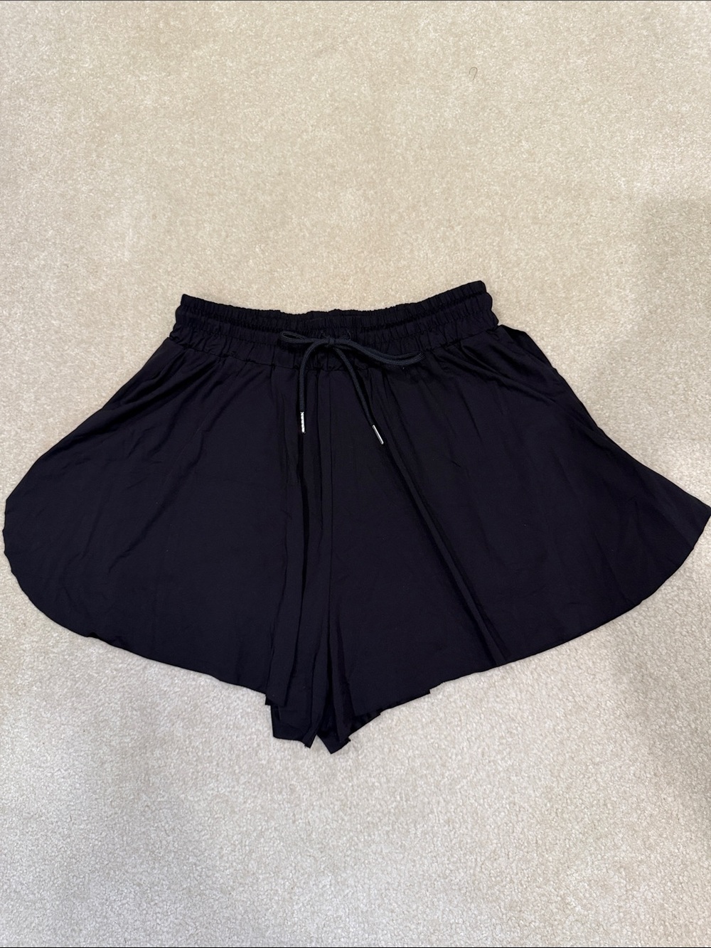 Women's Black Drawstring Flow Skort